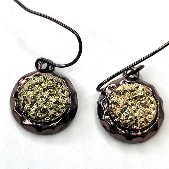 Long Necklace Round Beads Bronze Gold Hues with Earrings - Picture 4 of 11